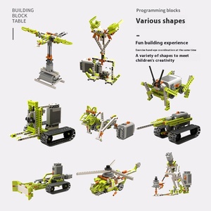 2025 creativo DIY Dual Motor programación bloques de construcción eléctricos STEM juguete educativo montaje mecánico Construcción de plástico