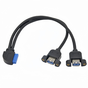 ส่วนหัวของเมนบอร์ด19ขาเป็น2 USB 3.0สายติดตั้งแผงหญิง IDE 19ขางอ90องศาขึ้นลงไปยังสายต่อ3.0 USB - Product Image 2