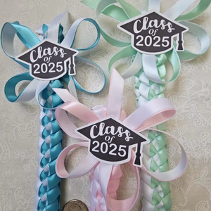 毕业Lei带班级<span class=keywords><strong>2025</strong></span>年蝴蝶结毕业礼物夏威夷单编织丝带Lei多色可定制花环