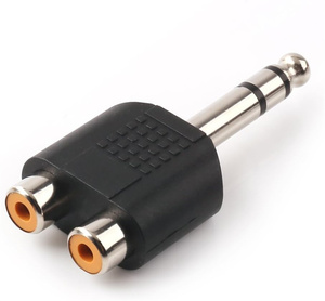 1/4 pulgadas 6,35mm macho a 2 cabezales de audio RCA hembra, 1/4 pulgadas 6,35mm M One-Two RCA F Adaptador de audio de interconexión ESTÉREO - Product Image 6