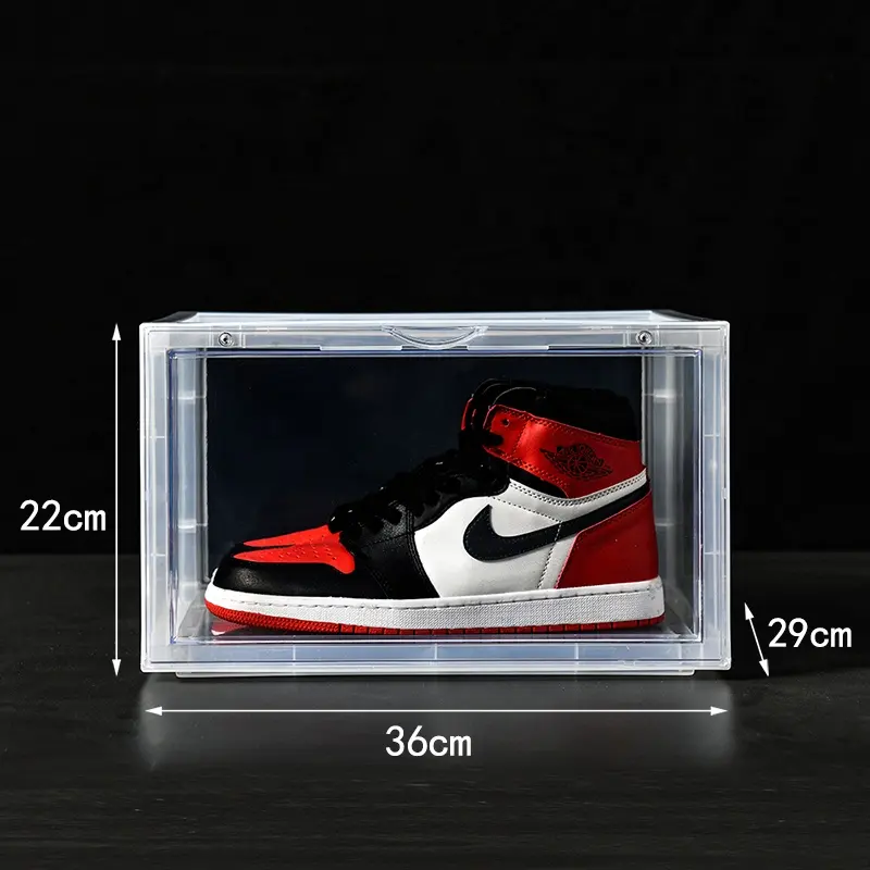 2023 custom Design impilabile Sneaker Box magneti Drop Front acrilico trasparente scatola di immagazzinaggio di scarpe contenitore custodia per scarpe