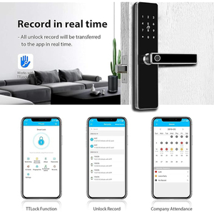 Elektrische Karte Keyless Entry Front Tastatur Holz Anti-Diebstahl-Passwort APP Smart Biometric Code TT Finger abdruck Türschloss - Product Image 5