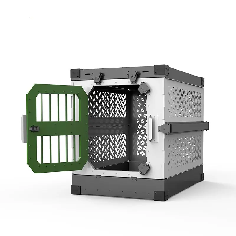 Venda quente Amigável Segurança Lock Design Dog Cage Alumínio Dobrável Dog Crate