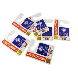 定制打印射频识别悬挂标签聚氯乙烯停车许可证悬挂标签临时停车许可证纸卡，带全息贴纸3d树图像 - Product Image 2