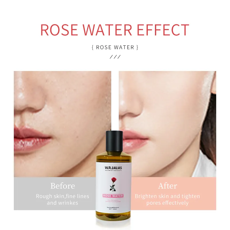 Toner facial hidratante orgânico puro orgânico personalizado para cuidados com a pele, água de rosas por atacado