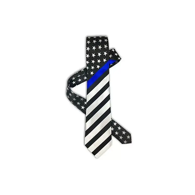 Lazos de seda de poliéster para hombres, corbatas personalizadas de color blanco y negro, con estampado de la bandera americana, venta al por mayor