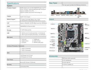 Esonic H110 Motherboard <strong>Socket</strong> 1151 for 6-9th Gen Core I7 /Core I5/Core I3/Pentium/Celeron <strong>Processors</strong> for Computer - Product Image 6