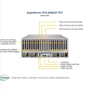 Supermicro superserver 4029gp-trt 2U GPU máy chủ | Dual Intel Xeon Khả năng mở rộng, 24x DDR4, 10x NVMe, ai/học sâu/HPC - Product Image 4