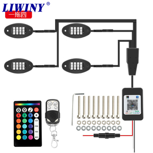 Liwiny ไฟร็อค RGBW 4 6 8 10 12pods ไฟ LED RGB ร็อคควบคุมแอพพลิเคชั่น12V 9W ชุดอันเดอร์บอดี้สำหรับรถบรรทุก ATV UTV offr-OAD - Product Image 1