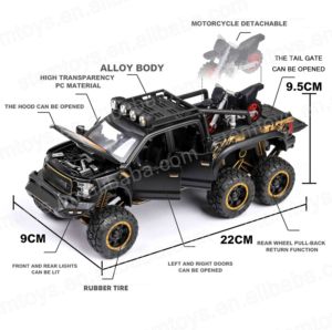 1:24 Raptor döküm alaşım araba modeli mini araba Metal ışık ve ses ile geri çekme araba modeli çocuk - Product Image 4