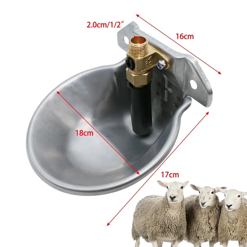 Bebedouro automático para ovelhas e cabras, bebedouro de aço inoxidável para animais, com válvula de cobre