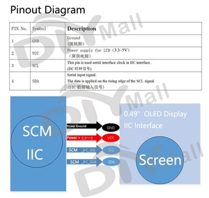 0,49 Zoll IIC I2C OLED-Anzeige modul 0,49 "Mini-OLED-Bildschirm auflösung 64 X32 SSD1315 Weiß 3,3 V 4Pin für Arduino