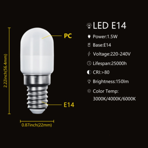 Small Screw Base Milk White Cover Mini Refrigerator <strong>LED</strong> Light Bulb <strong>E14</strong> 220-240V <strong>1.5W</strong> Fridge Indicator Energy-saving Corn Bulb - Product Image 2