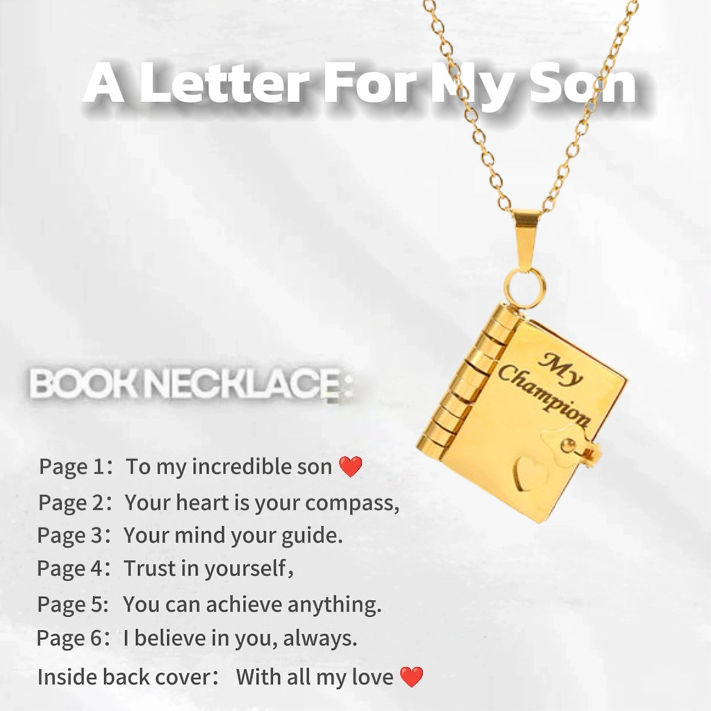 Collier de livre de lettre pour fils/or