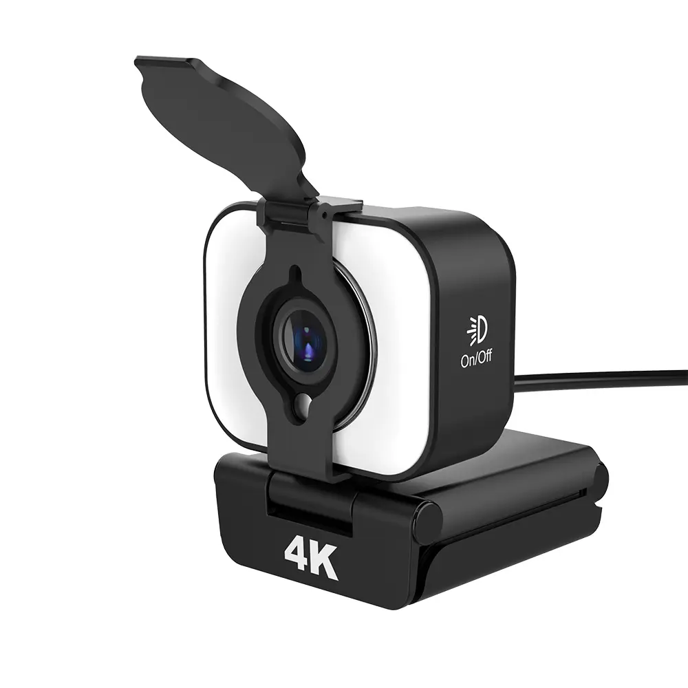 Conector USB y 4k web cam con micrófono y 3 de luz led de relleno