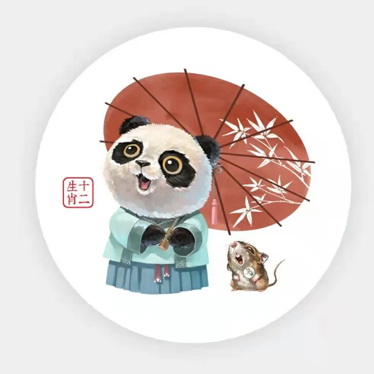 Jia Yi Chinesischer Stil niedlichen Panda Absorbent Keramik Marmor Getränk Untersetzer Kieselgur Untersetzer