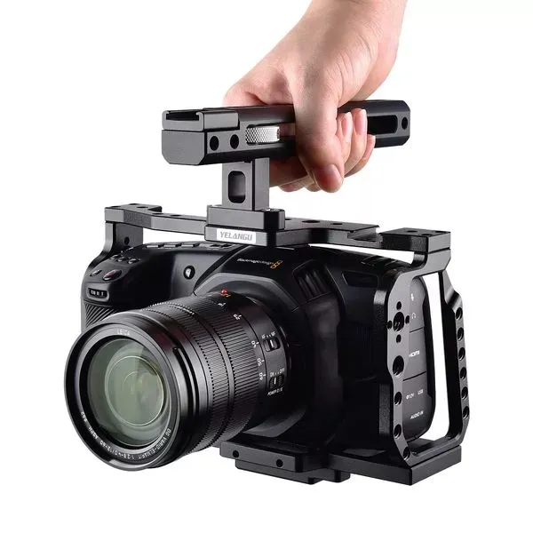 YELANGU C9-A سبائك الألومنيوم هيكل قفصي الشكل للكاميرا ل ل تصميم Blackmagic سينما الجيب BMPCC 4K/6k قفص سعر المصنع