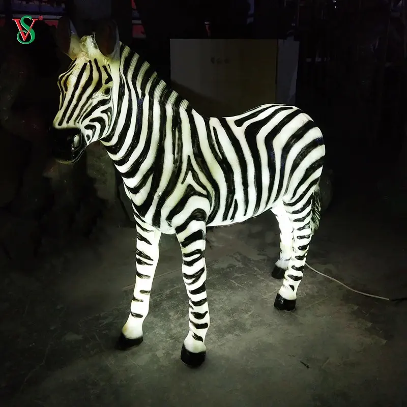 เรซิ่นตกแต่งรูปปั้นLight Upไฟเบอร์กลาสZebraสำหรับแสดงผล