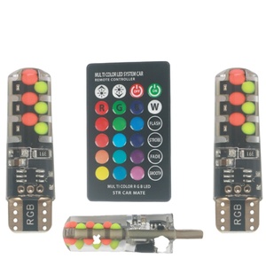 2 adet T10 RGB RGB LED ampul 12SMD COB canbus 194 168 uzaktan kumanda ile araba flaş Strobe okuma kama işık gümrükleme işıklar - Product Image 1