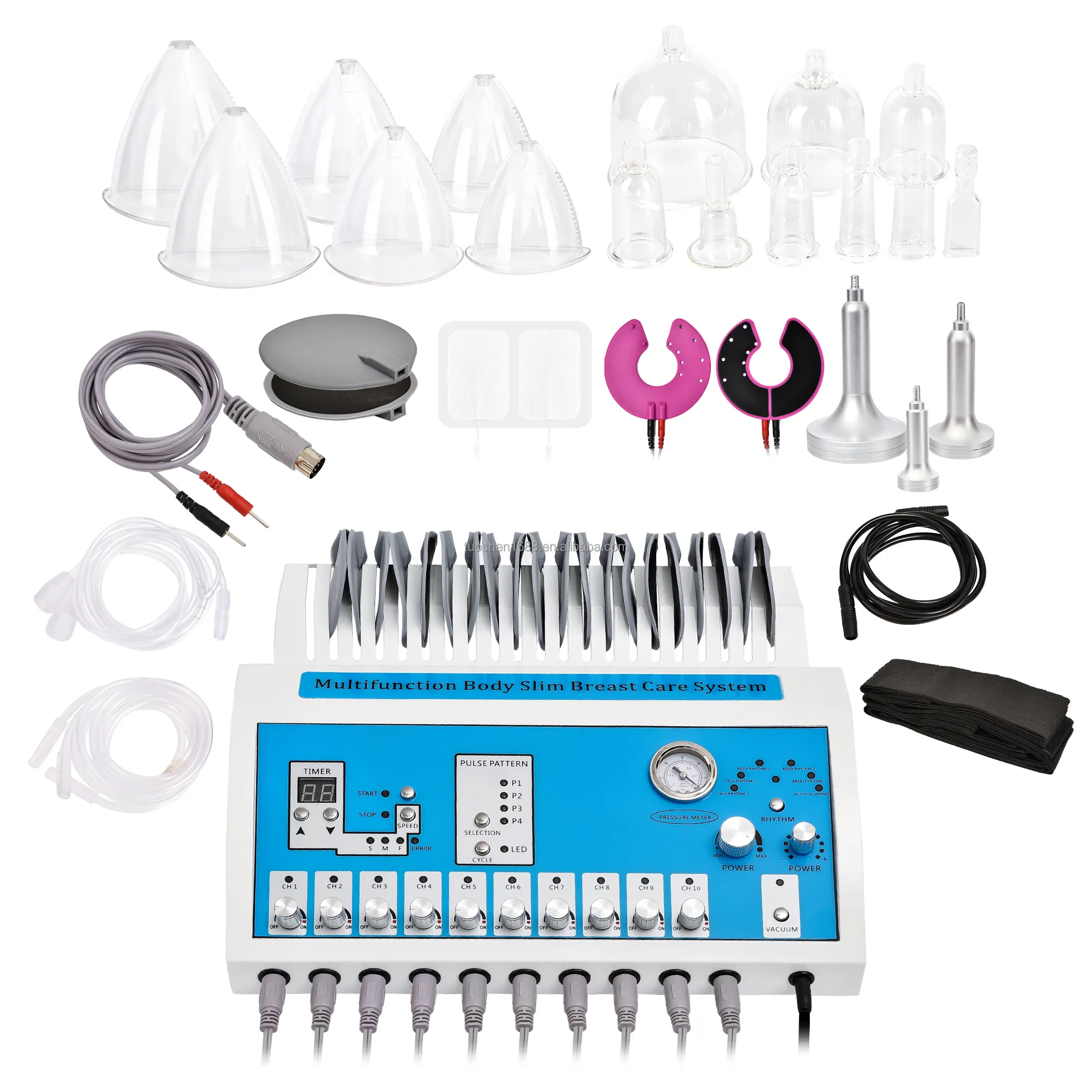 Estimulación Muscular Eléctrica multifuncional EMS Instrumento moldeador de pérdida de peso 3 en 1 Masaje de glúteos al vacío para agrandar los senos