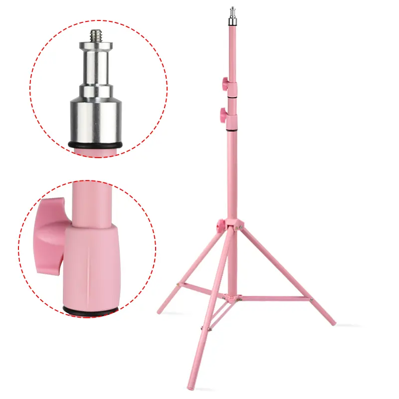 Trípode universal para estudio fotográfico, soporte de 210cm/140cm/170cm con conector de tornillo 1/4, color rosa