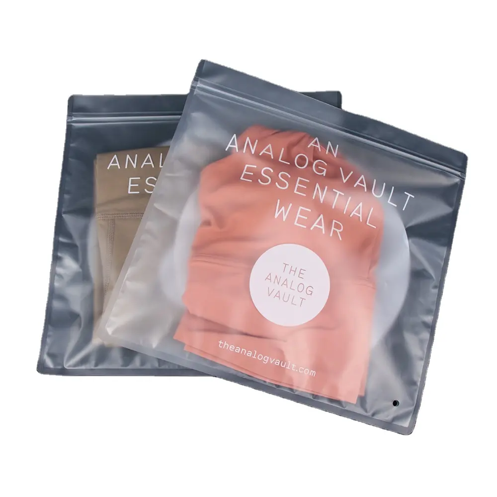 Collezione riutilizzabile opaca Brand Packaging aziendale rotocalco stampa Ziplock borsa indumento con cerniera Top