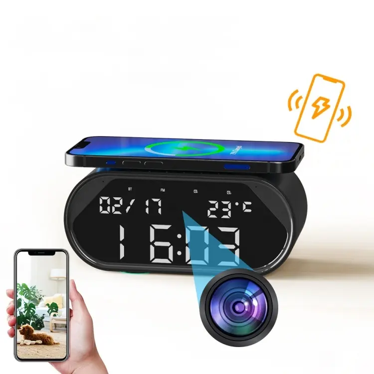 LED sveglia digitale orologio di proiezione soffitto con visualizzazione della temperatura del tempo piccola telecamera per la sicurezza della Camera da letto a casa