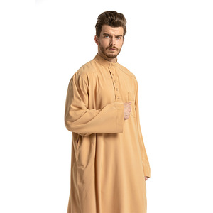 Zarif XXL erkek Kaftan Thobe juadults yeni tasarım basit arapça müslüman etnik kumaş yetişkinler için Polyester kumaştan yapılmış - Product Image 4