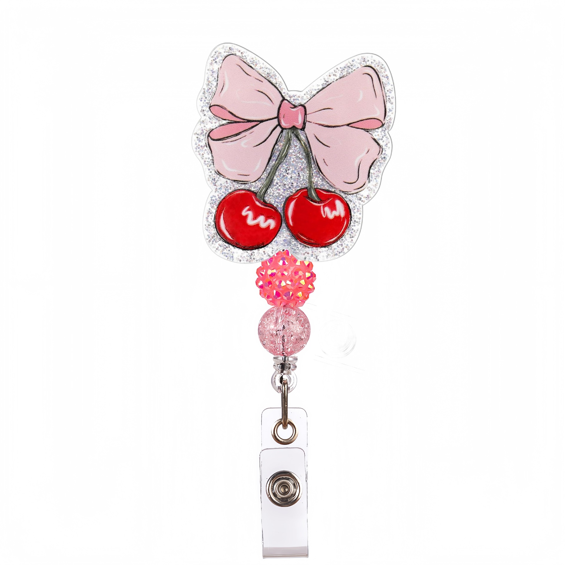 Pink Beaded cherry bow