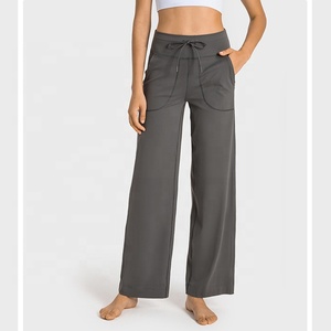 Luluyun Pretty Soft and Comfortable <strong>String</strong> Straight Wide Leg Pants for Women Casual <strong>Elastic</strong> High Waist Loose Long Pants - Product Image 5