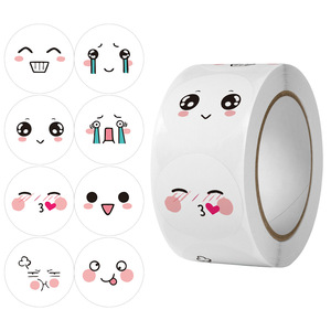 500PCS/Roll 1 Inch Sticker Rolls Custom Kids Happy Smiling Face <strong>E</strong> mo <strong>joy</strong> Stickers on Roll Decoration Circular Label Custom - Product Image 5
