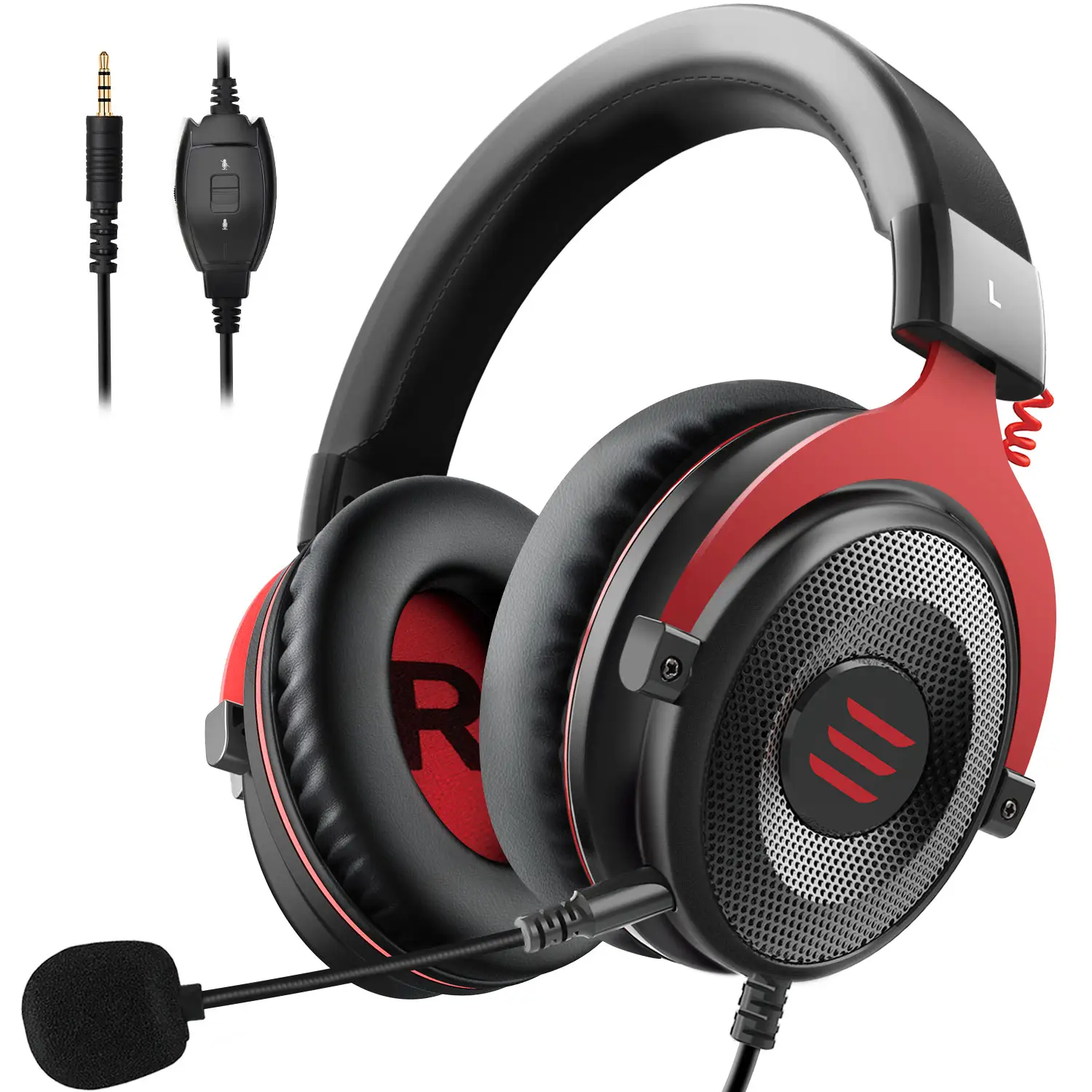 EKSA-auriculares para videojuegos E900, cascos para jugar con gran controlador de 50mm, con micrófono con cancelación de ruido, para PS4
