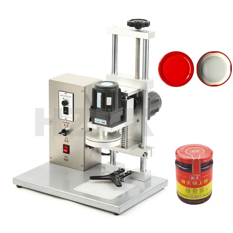 HZPK semi-automatic electrical tebletop capping sealing machine for plastic metal glass jar bottle cans