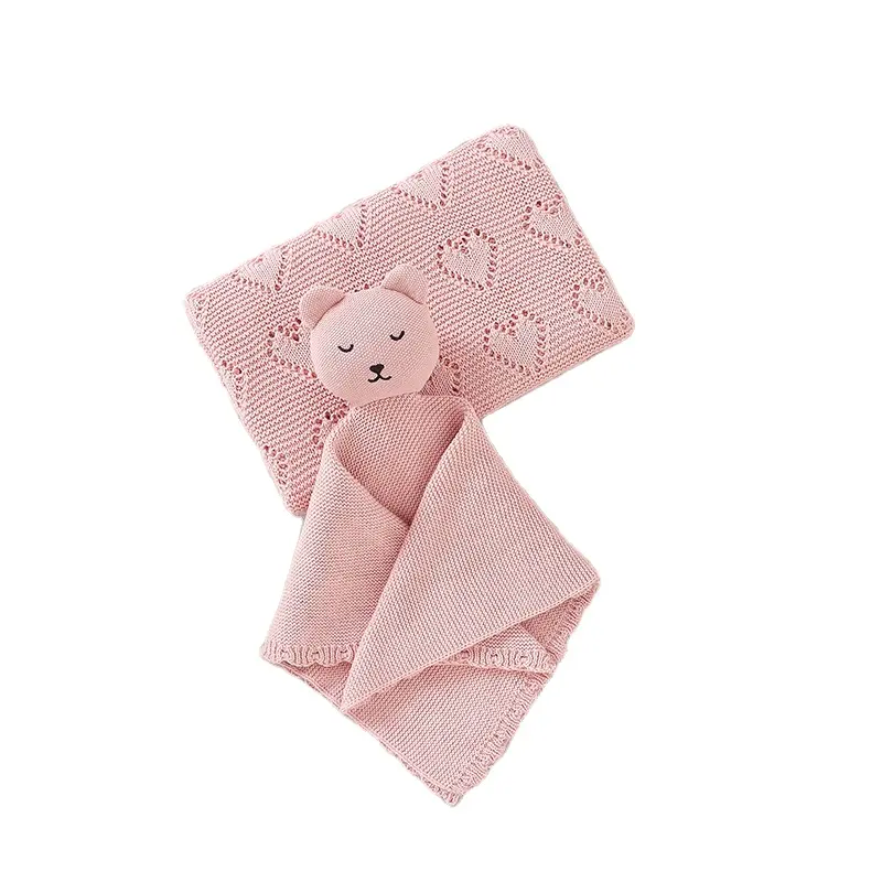 Spedizione veloce mimixiong cotone lavorato a maglia coperte per bambini neonati cute bunny security comforter toys 2 pezzi set