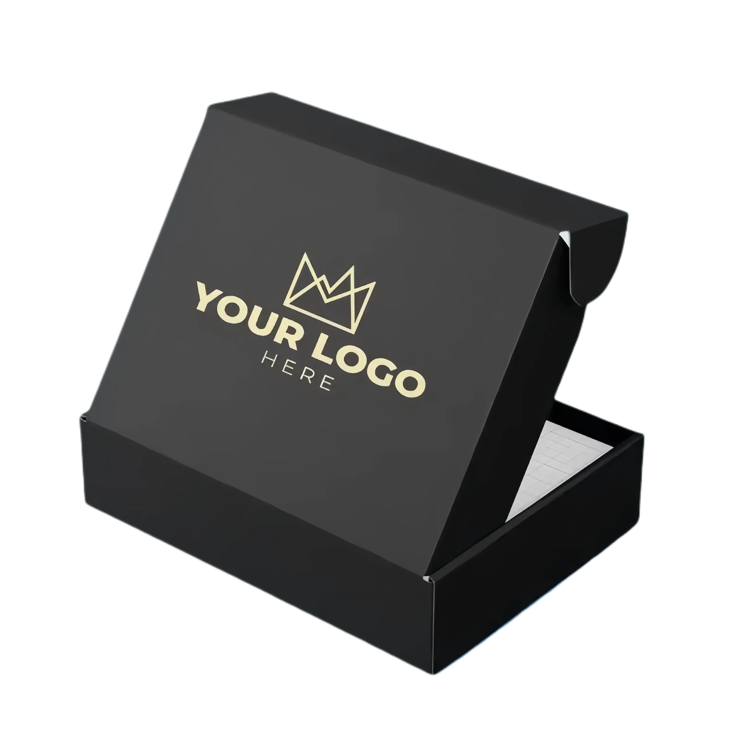 Caixa de papel ondulado preto fosco impressa para embalagem de papel, logotipo personalizado para pequenas empresas