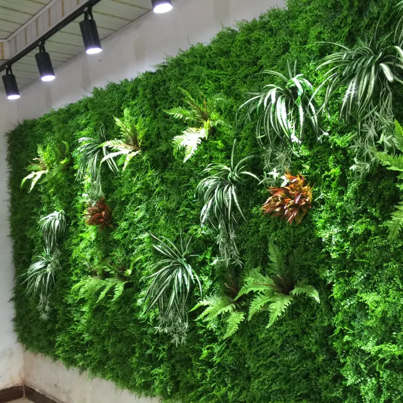 Décoration extérieure UV synthétique plante tropicale artificielle panneau de fond en plastique E07086 jardin intérieur gazon vert artificiel mur