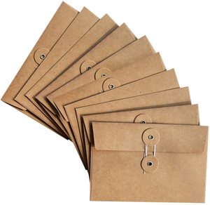 Kraft papier umschlag Vintage Umschläge Taschen mit Knopf und Schnur verschluss für Mail Postkarte Rechnungen Einladung Braun - Product Image 4