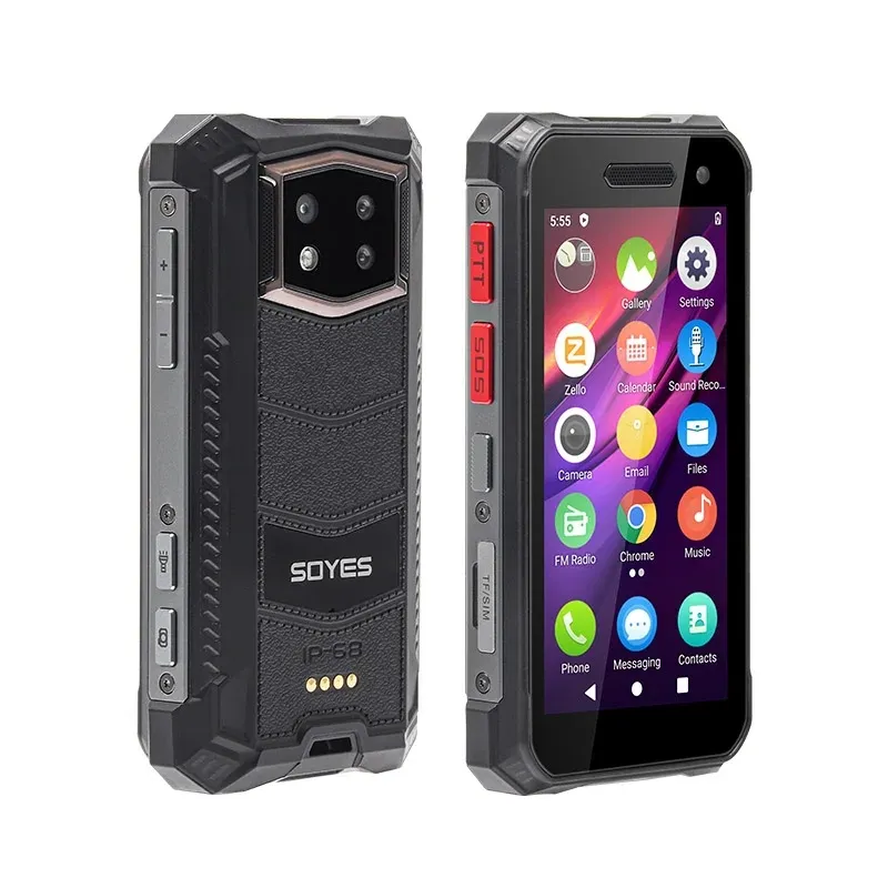 SOYES amélioré 4G IP68 robuste Mini Smartphone 3.5 "écran tactile 8GB + 256GB 2400mAh Android 11 Face ID déverrouiller le téléphone portable