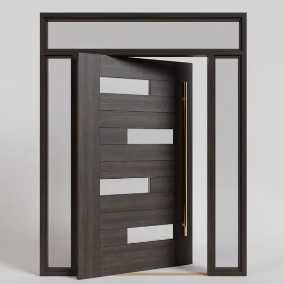 O preço razoável entrada de vidro teak sólido porta de madeira apartamento moderno frente pivot porta villa portas principal