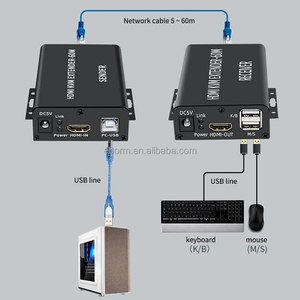HDMI KVM扩展器通过5/6类以太网电缆连接到60M 1080P HDMI USB RJ45局域网扩展器支持键盘鼠标扩展传输 - Product Image 4