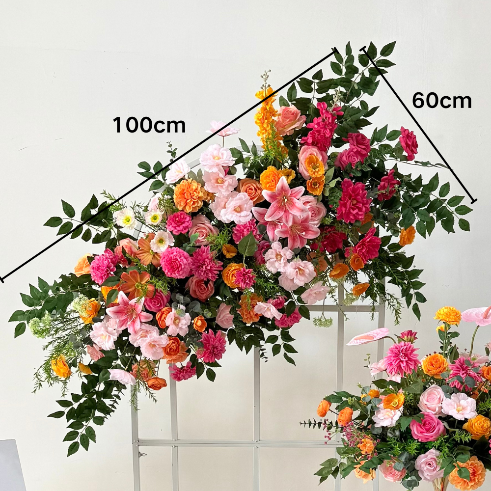 Rangée de fleurs roses 100*60cm