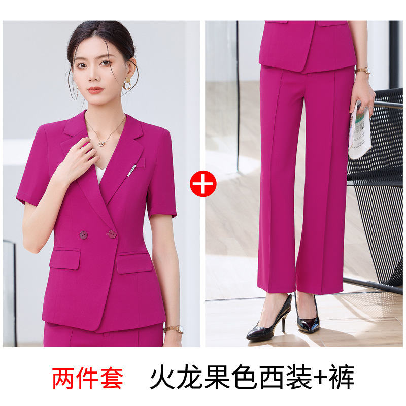 Dragon fruit colored suit pants