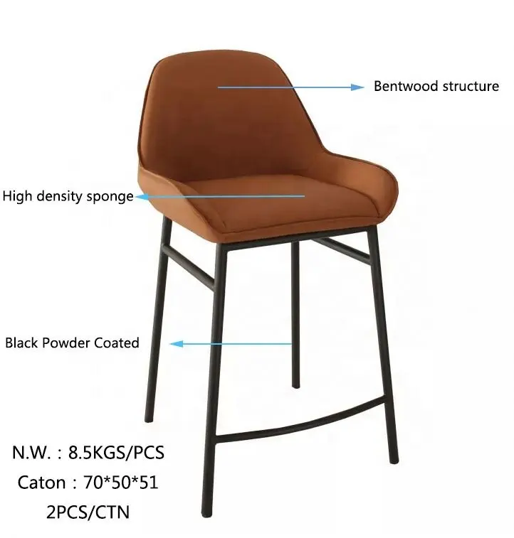 Moda Asiento único respaldo duradero sillas de cocina taburete moderno silla de madera Bar