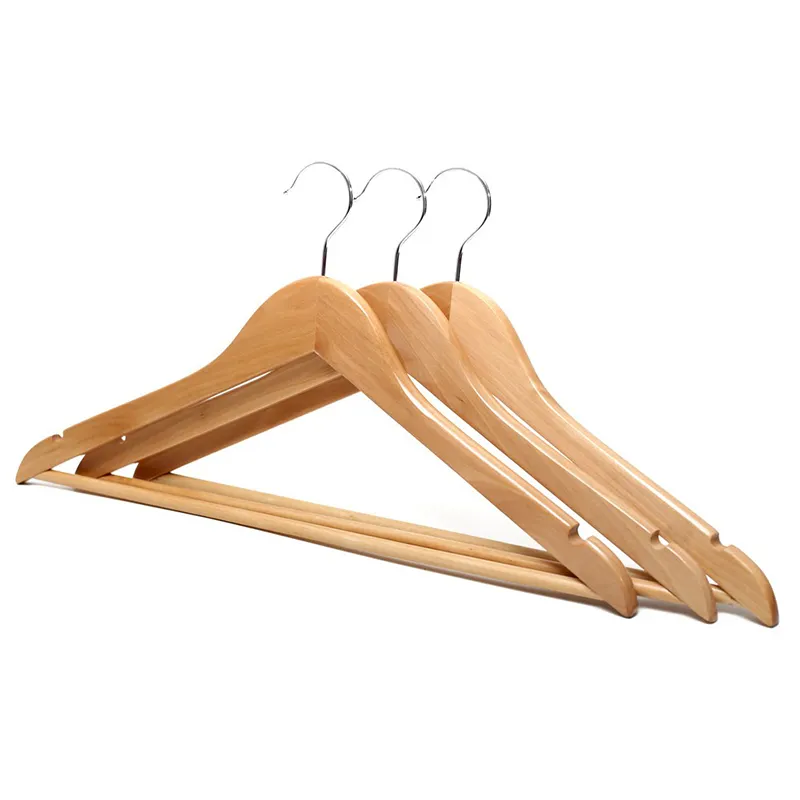 LEEKING Color fashion clothing display hanger non slip solid wood hotel yellow unique hanger