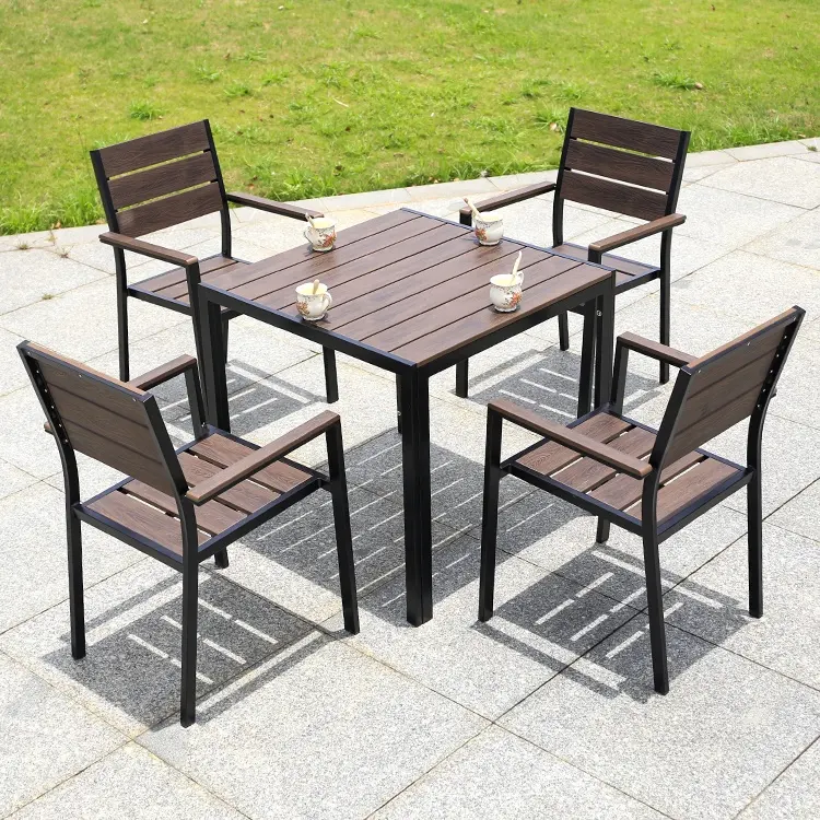 새로운 디자인 정원 사이드 테이블 세트 야외 테라스 가구 테이블과 의자 레스토랑 및 바 야외 식사 세트