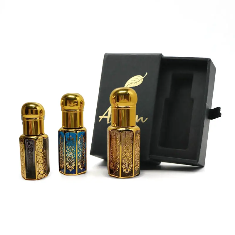 Garrafas De Tola Attar De Óleo Essencial Vazio De Luxo Personalizado Caixas Set Embalagem Magnética Coffret Parfum Árabe Attar Garrafas Com Caixa