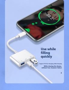 Tre-in-One ad alta velocità Mini lettore di schede OTG per IOS e Android tipo-C telefono cellulare trasferimento USB Multi-porta con lettura TF - Product Image 6