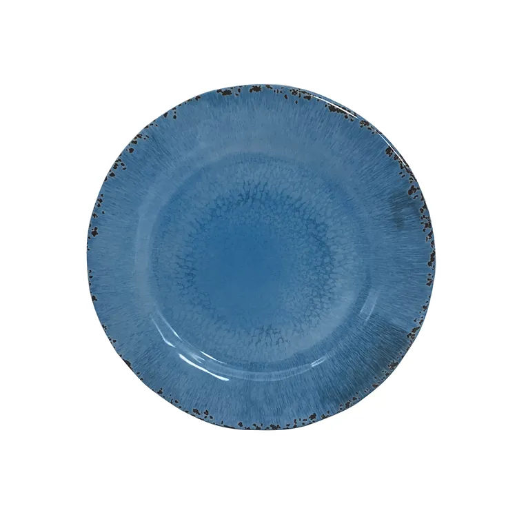 Placa de salada de melamina azul redonda, 9 polegadas com impressão