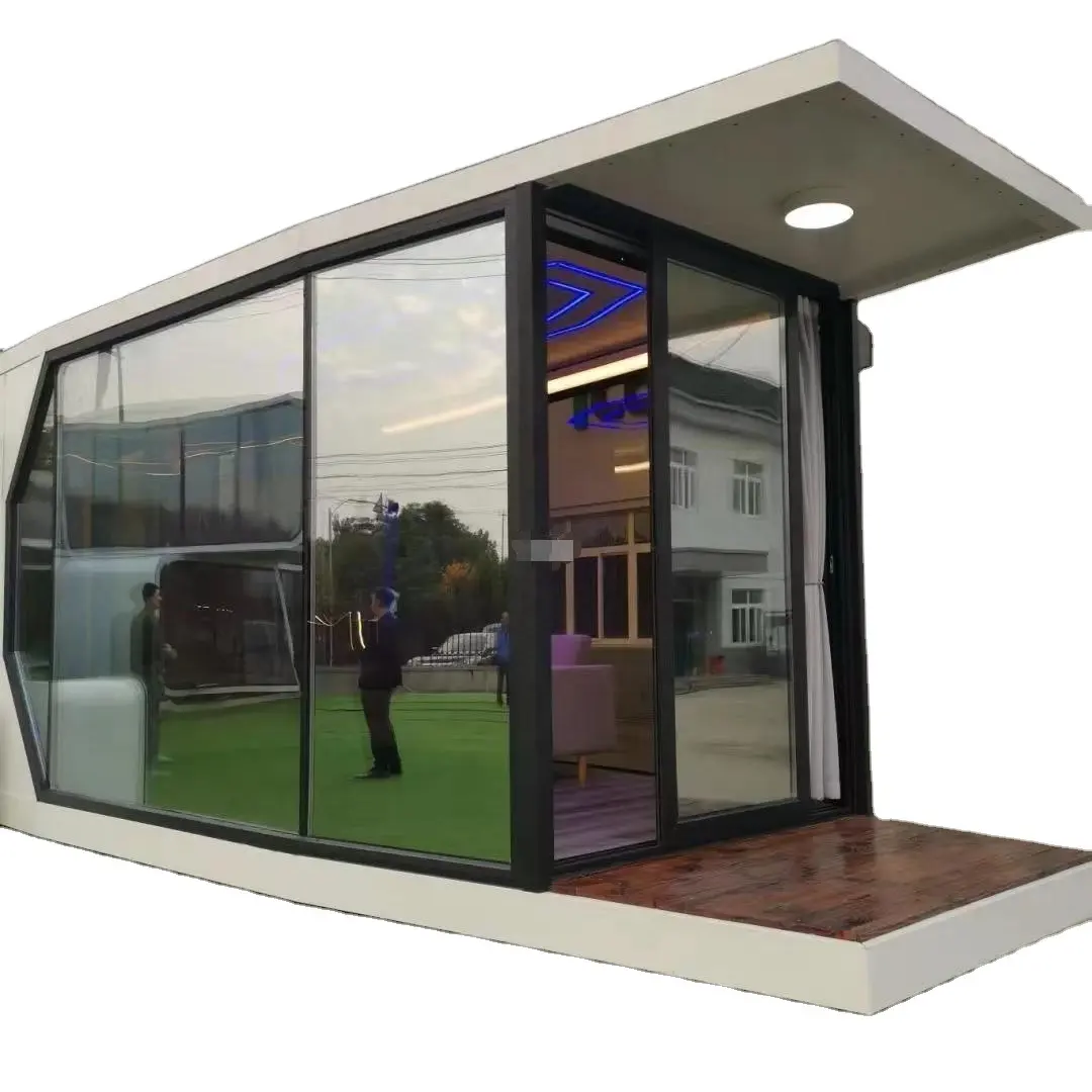 C70 rumah kapsul ruang kecil harga pabrik antar jemput rumah villa seluler prefab kaca modular untuk luar ruangan tema luar ruangan