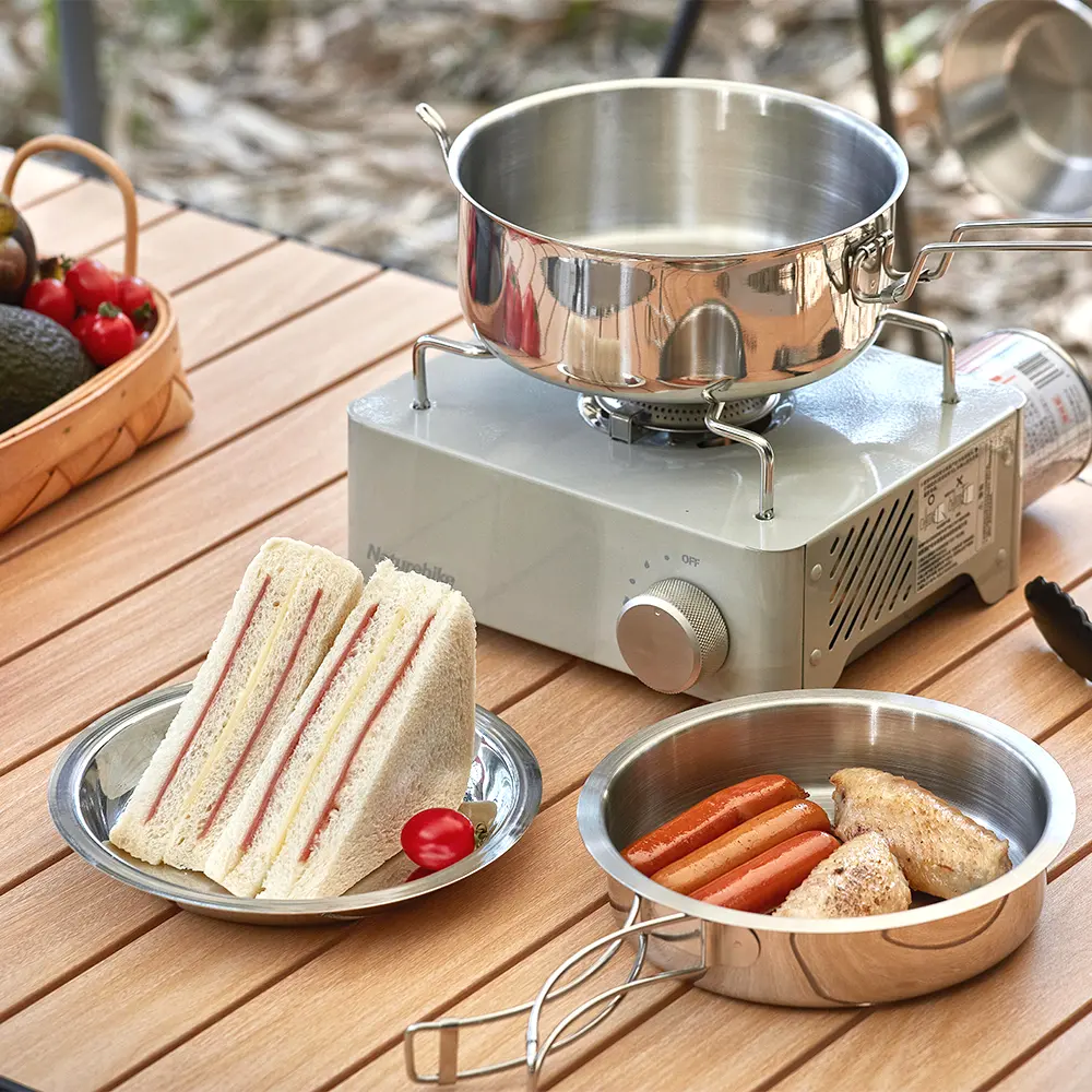 Factory Direct 3Pcs Aluminum Portable Lightweight Outdoor Cooking Pot Camping Cookware Set